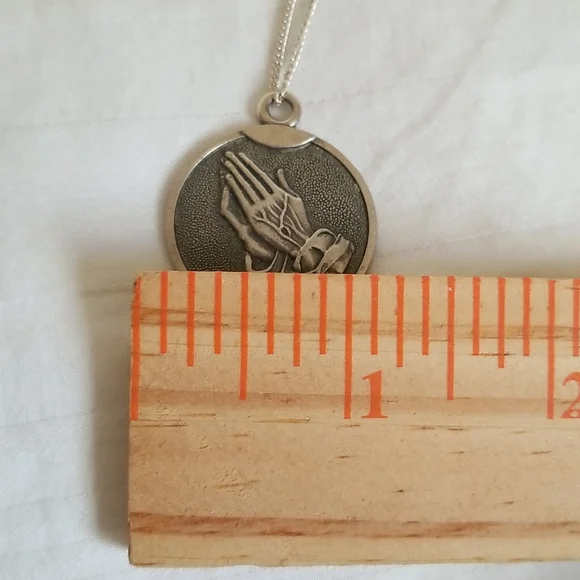 Sterling Silver Serenity Prayer Hands Necklace - Picture 6 of 6